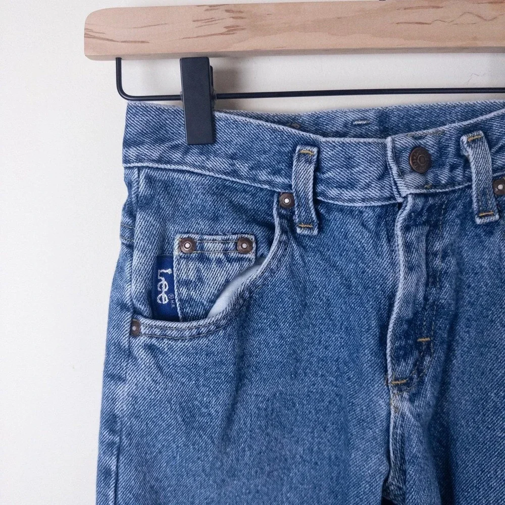 Vintage 90s Lee High Rise Denim Jeans Medium‎ Wash Kids Size 8